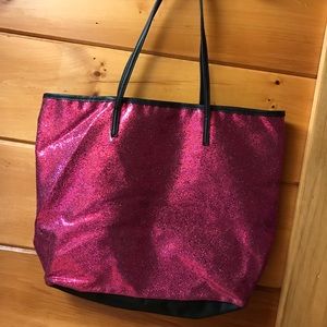 Pink glittery tote bag